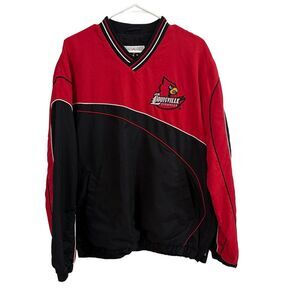 VTG 2000s Louisville Cardinals Pullover Windbreaker Jacket Mens M Red Black Logo